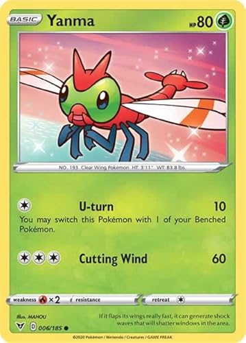 Yanma 006/185 Common Reverse Holo Pokemon Card (SWSH04 Vivid Voltage) + TitanCards® Toploader von Titan Cards