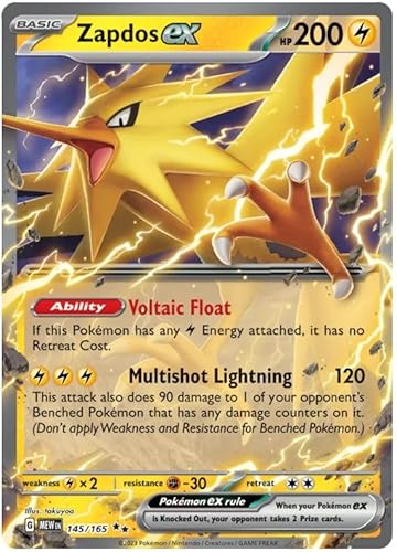 Zapdos ex 145/165 Double Rare Pokemon Karte (Pokemon SV 151) + 1x TitanCards® Toploader von Titan Cards