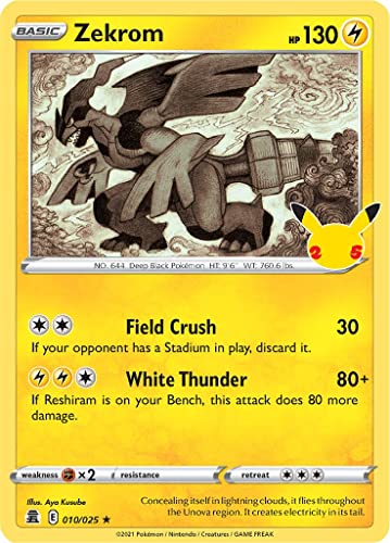 Zekrom 010/025 Seltene Pokemon Karte (Celebrations 25th Anniversary) + TitanCards® Toploader von Titan Cards