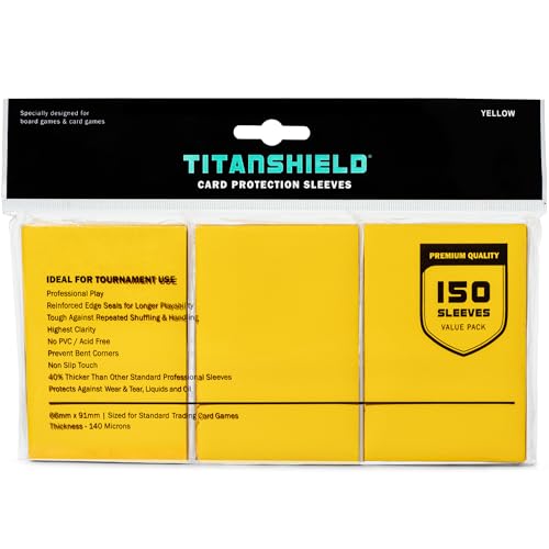 TitanShield Brettspiel-Sammelkartenhüllen, Standardgröße, Deckschutz für MTG, Dropmix, Gelb, 150 Stück TitanShield Brettspiel-Sammelkartenhüllen, Standardgröße, Deckschutz für MTG, Dropmix, Gelb, 150 Stück von TitanShield