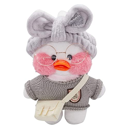 Tittaty Christmas Duck Kostüm Ente Plüschtier Weihnachten Kuscheltier Cartoon Toy Doll Niedlicher Kopfbedeckung Tasche Brille Tolle Weihnachsgeschenke Freunde Geburtstagsgeschenk (Grau) von Tittaty