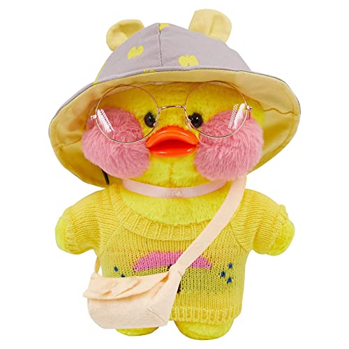 Tittaty Christmas Duck Kostüm Ente Plüschtier Weihnachten Kuscheltier Cartoon Toy Doll Niedlicher Kopfbedeckung Tasche Brille Tolle Weihnachsgeschenke Freunde Geburtstagsgeschenk von Tittaty