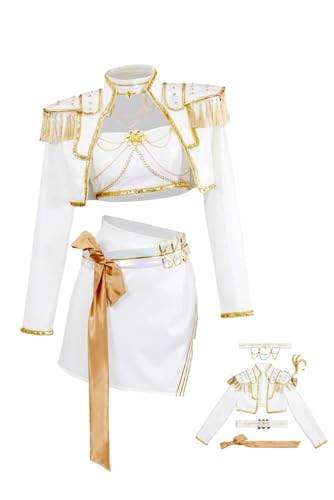 Tittaty Hunters Cosplay Kostüm Mädchen Weiß Crop Top Rock Set mit Zubehör Bauchfrei Band Idol Performance Kostüm Halloween Karneval Tittaty Hunters Cosplay Kostüm Mädchen Weiß Crop Top Rock Set mit Zubehör Bauchfrei Band Idol Performance Kostüm Halloween Karneval von Tittaty