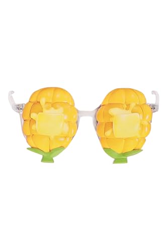 Tittaty Lustige Ananas-Formige Partybrille, Gelb-Grün, Kostüm-Accessoire für Fasching und Karneval (1, Gelb) von Tittaty