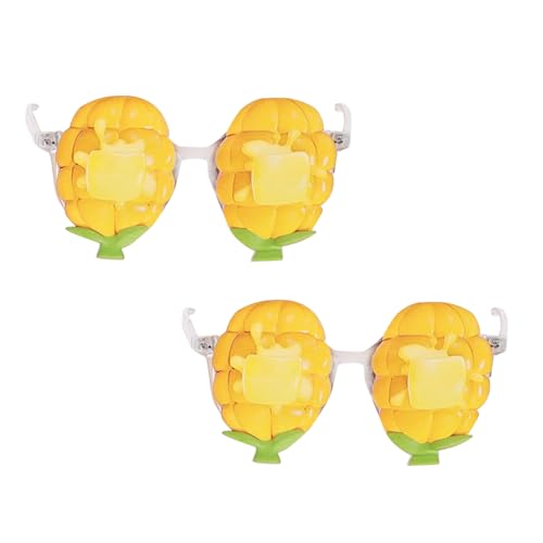 Tittaty Lustige Ananas-Formige Partybrille, Gelb-Grün, Kostüm-Accessoire für Fasching und Karneval (2, Gelb) von Tittaty