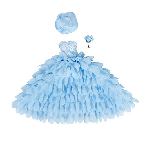 Elegantes blaues Hochzeitskleid für 30,5 cm große Puppen mit Hut und Blume Elegantes blaues Hochzeitskleid für 30,5 cm große Puppen mit Hut und Blume von Tiuimk