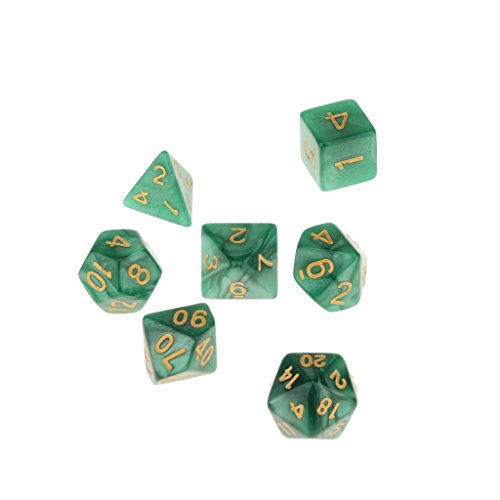Tiuimk Polyedrisches 7-teiliges Würfel-Set mit Perlglanz-grünem Finish und goldfarbener Nummerierung, perfekt für DND MTG RPG Tiuimk Polyedrisches 7-teiliges Würfel-Set mit Perlglanz-grünem Finish und goldfarbener Nummerierung, perfekt für DND MTG RPG von Tiuimk