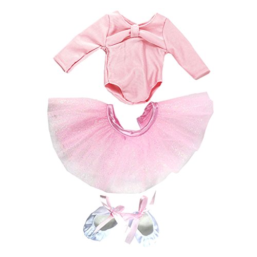 Tiuimk Puppenkleidung Ballett Tanz Anzug Satz Bekleidung für 18 Zoll Puppe Pink von Tiuimk