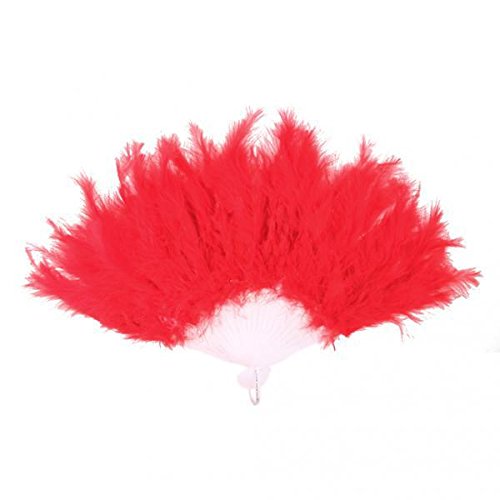 Tiuimk Roter Federfächer – perfektes Accessoire für Kostüme, französische Dienstmädchen und Burlesque-Kostüme von Tiuimk
