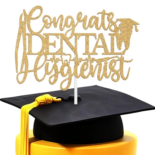 Congrats Dental Hygienist Cake Topper, Future Dentist/Holy Molar You Did It, Class of 2025 Dental School Graduation Party Decorations Supplies, Gold Glitter Congrats Dental Hygienist Cake Topper, Future Dentist/Holy Molar You Did It, Class of 2025 Dental School Graduation Party Decorations Supplies, Gold Glitter von Tivurcia