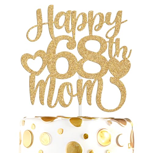 Tortenaufsatz "Happy 68th Mom", "Happy 68th Birthday" für Mutter, Cheers to 68 Jahre Geburtstag/Jahrestag, Party-Dekorationen für Frauen Tortenaufsatz "Happy 68th Mom", "Happy 68th Birthday" für Mutter, Cheers to 68 Jahre Geburtstag/Jahrestag, Party-Dekorationen für Frauen von Tivurcia