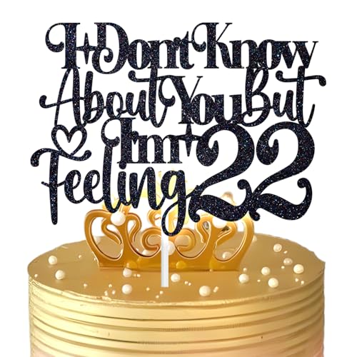 Tortenaufsatz mit der Aufschrift "I'm Feeling 55.9 cm, Hello 22, Cheers to 22 Years, Musik-Disco-Thema, Happy 22nd Birthday, Party-Dekorationen für Damen und Herren von Tivurcia