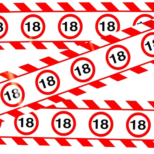 18 Geburtstag Deko Absperrband Verkehrszeichen rot/weiß - Originelle Dekoration für einen gelungenen 18. Geburtstag Junge oder Mädchen - Tiwoca von Tiwoca