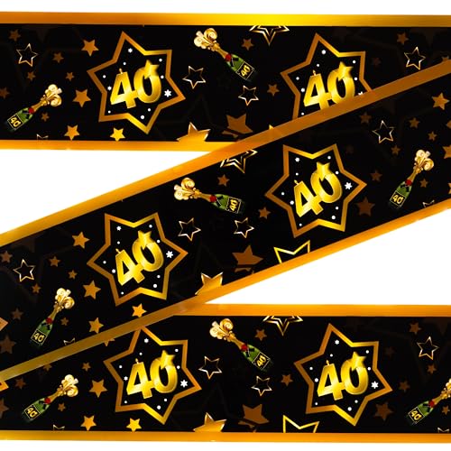 40 Geburtstag Deko Absperrband schwarz/gold - Originelle Geburtstagsdeko 40 für einen gelungenen 40 Geburtstag Frauen oder Männer - Tiwoca von Tiwoca