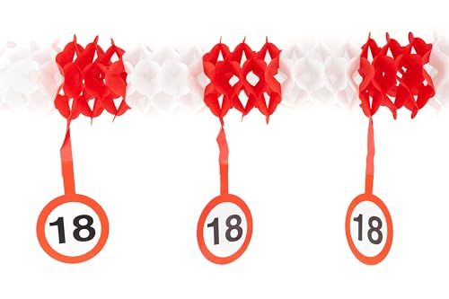 18 Geburtstag Deko Girlande Verkehrszeichen rot/weiß - Originelle Dekoration für einen gelungenen 18. Geburtstag Junge oder Mädchen - Tiwoca von Tiwoca