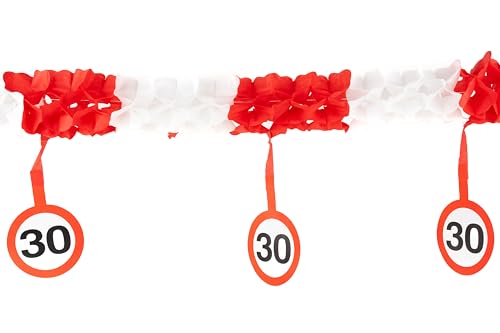 30 Geburtstag Deko Girlande Verkehrszeichen rot/weiß - Originelle Geburtstagsdeko 30 für einen gelungenen 30 Geburtstag Männer oder Frauen - Tiwoca von Tiwoca