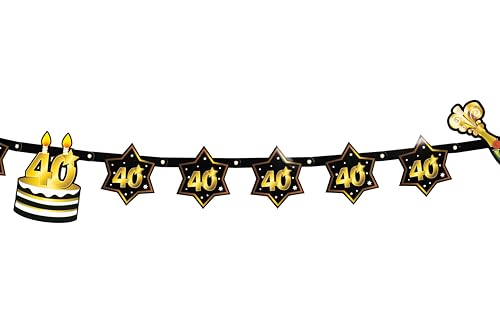 40 Geburtstag Deko Girlande schwarz/gold - Originelle Geburtstagsdeko 40 für einen gelungenen 40 Geburtstag Frauen oder Männer - Tiwoca von Tiwoca