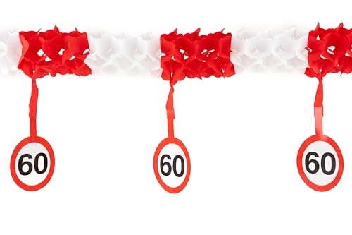60 Geburtstag Deko Girlande Verkehrszeichen rot/weiß - Originelle Geburtstagsdeko 60 für einen gelungenen 60 Geburtstag Frau oder Mann - Tiwoca von Tiwoca