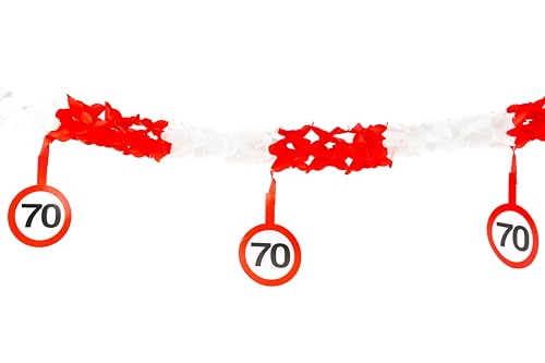 70 Geburtstag Deko Girlande Verkehrszeichen rot/weiß - Originelle Geburtstagsdeko 70 für einen gelungenen 70 Geburtstag Mann oder Frau - Tiwoca von Tiwoca