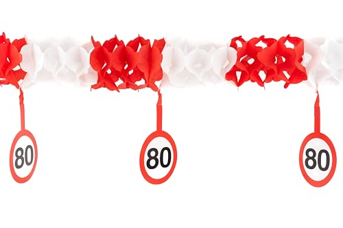 80 Geburtstag Deko Girlande Verkehrszeichen rot/weiß - Originelle Geburtstagsdeko für einen gelungenen 80 Geburtstag Mann oder Frau - Tiwoca von Tiwoca