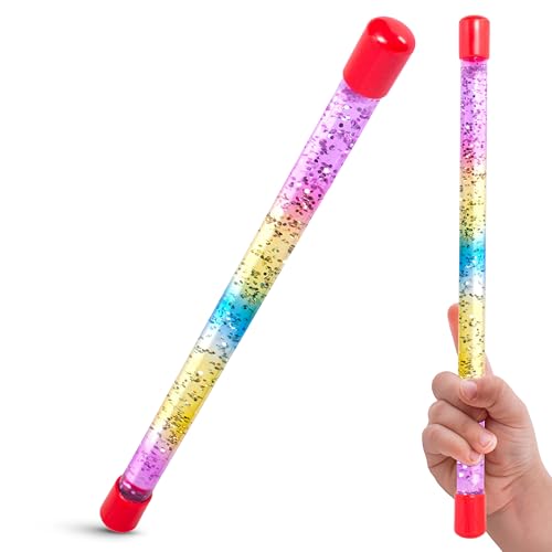 Tiwoca Zauberstab Kinder, Magic Wand, bunter Glitzerstab mit Flüssigkeit 31 cm – stilvolles Kinderkostüm Zubehör für die kleine Prinzessin, Fee oder den Zauberer – Zauberstab Glitzer von Tiwoca