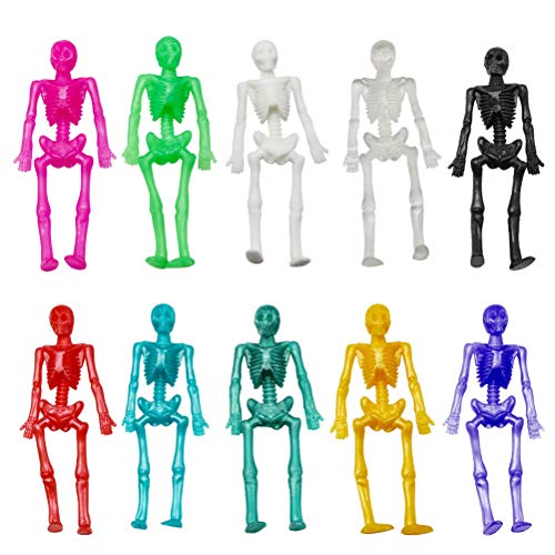 10 PCs Zufällige Farbe TPR Weiches Skelettrahmen Stretchierbare Skelettons Halloween Tricky Funny Toy Party -Gefälligkeiten Halloween (Wie Gezeigt) von Tixiyu