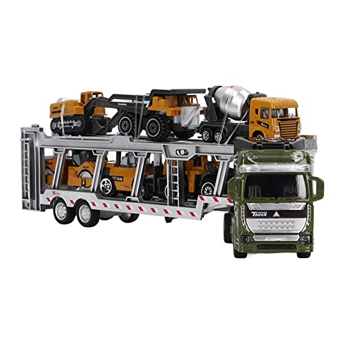 7 in 1 Transportauto -Träger -LKW -Spielzeuglegierung Pull Back -Funktion mit 6 Kleinen Ingenieurfahrzeugen, 12,6 Zoll für Unterrichtszeiten, (Grün, mit klassischem Ingenieurauto) von Tixiyu