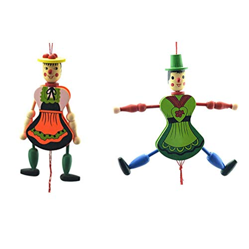 Tixiyu 4pcs Pull String Puppenpuppenspielzeug Holz Marionette Puppen Puppen Einzigartig Lustige Holzpuppenpuppenspielzeug für Puppenmann Design Hängende Dekorationen für Baumwandtasche von Tixiyu