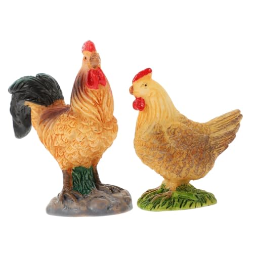 Tixqeaif 2 Stück Emulation Huhn Modell Huhn Statue Wohnkultur Modell Spielzeug Rasen Bauernhof Huhn Figur Tier Langlebig Einfach zu Installieren von Tixqeaif