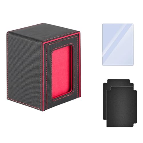 Tixqeaif Premium Sammelkartenbox zum Schutz der Karten Trading Deck Box Passend für Deck Leder Kartenbox Rot von Tixqeaif