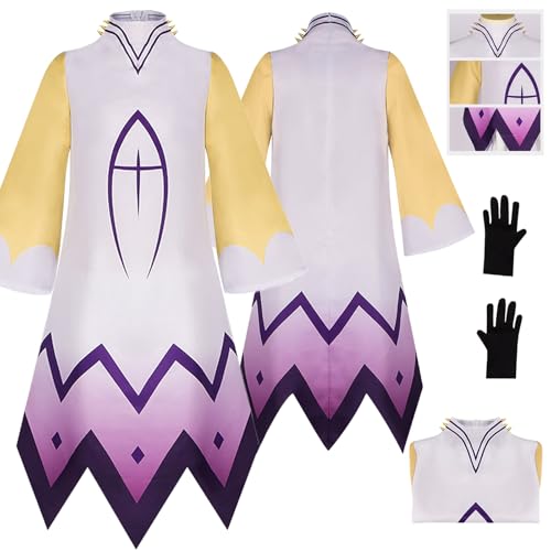 Anime Adam Cosplay Uniform Kostüm Spiel Hazbin Hotel Cosplay Outfits mit Lucifer Morningstar Rolle Handschuhe Uniform Rock Verkleidung Anzug Halloween Karneval Party Kleidung Zubehör Komplettset für von Tjlmomo