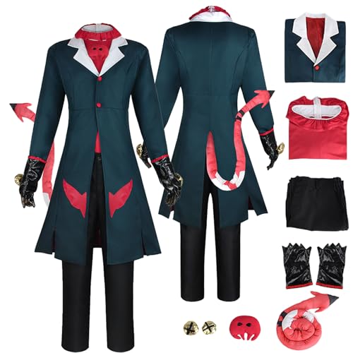 Anime Blitzo Cosplay Uniform Kostüm Spiel Hazbin Hotel Cosplay Outfits mit Alastor Rolle Mantel Uniform Rock Verkleidung Anzug Halloween Karneval Party Kleidung Zubehör Komplettset für Erwachsene von Tjlmomo