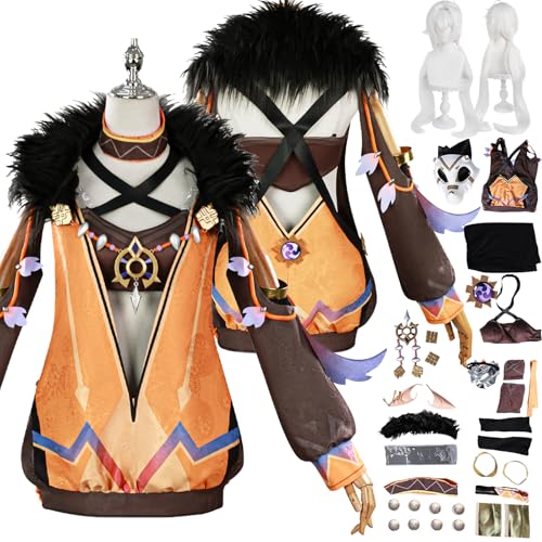 Anime Iansan Cosplay Uniform Kostüm Spiel Genshin Impact Cosplay Outfits mit Kachina Rolle Perücke Uniform Rock Verkleidung Anzug Halloween Karneval Party Kleidung Zubehör Komplettset für Frauen von Tjlmomo