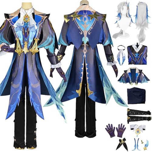 Anime Neuvillette Cosplay Uniform Kostüm Spiel Genshin Impact Cosplay Outfits mit Alhaitham Rolle Hosen Uniform Rock Verkleidung Anzug Halloween Karneval Party Kleidung Zubehör Komplettset für von Tjlmomo