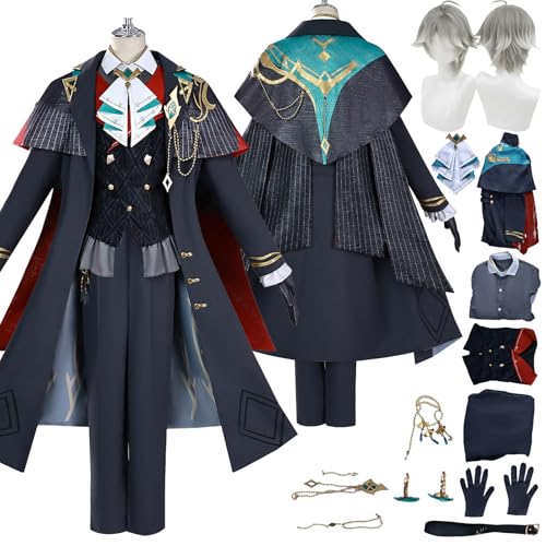 AnimeAlhaitham Cosplay Uniform Kostüm Spiel Genshin Impact Cosplay Outfits mit Kamisato Ayato Rolle Fliege Uniform Rock Verkleidung Anzug Halloween Karneval Party Kleidung Zubehör Komplettset für von Tjlmomo
