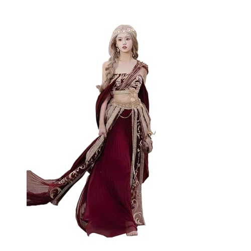 TjImomo Damen-Tang-Anzug im chinesischen Stil Hanfu-Kleider Cosplay-Kostüm Anime-Hanfu-Outfits Halloween Kostümparty Performance-Kleidung (Rot) von Tjlmomo