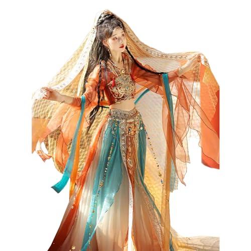 TjImomo Hanfu-Kleid für Damen Cosplay-Kostüm Anime-Hanfu-Outfits Halloween Kostümparty Performance-Kleidung (Gelb (Anzug)) von Tjlmomo