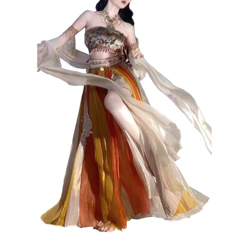 TjImomo Hanfu-Kleid für Damen für Cosplay-Kostüm Anime Hanfu-Outfits Halloween Kostümparty Performance-Kleidung (Gelb (Anzug + Accessoires)) von Tjlmomo