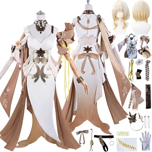 Tjlmomo Aglaea Cosplay Kostüm Anime Honkai Star Rail Cosplay Outfits mit Perücke Uniform Kleid Ringe Verkleidung Anzug Halloween Karneval Party Kleidung Zubehör Komplettset für Mädchen von Tjlmomo