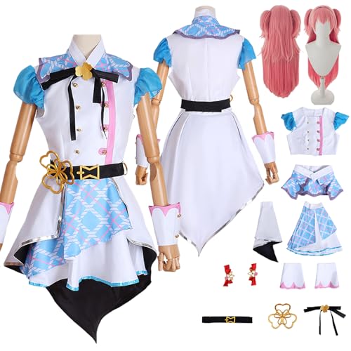 Tjlmomo Anime Airi Momoi Cosplay Uniform Kostüm Spiel Project Sekai Colourful Stage Cosplay Outfits mit Perücke Rolle Minori Hanasato Uniform Rock Verkleidung Anzug Halloween Karneval Party für Frauen von Tjlmomo