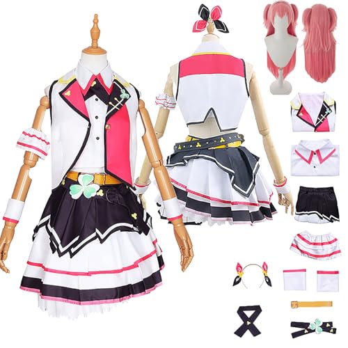 Tjlmomo Anime Airi Momoi Red Cosplay Uniform Kostüm Spiel Project Sekai Colourful Stage Cosplay Outfits mit Perücke Rolle Minori Hanasato Uniform Rock Verkleidung Anzug Halloween Party für Frauen von Tjlmomo