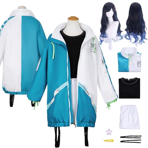Tjlmomo Anime An Shiraishi Cosplay Kostüm Spiel Project Sekai Colourful Stage Cosplay Outfits mit Shorts Perücke Rolle Kohane Azusawa Rock Anzug Halloween Karneval Party Kleidung für Frauen (M) von Tjlmomo