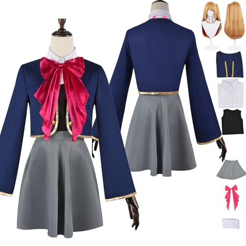 Tjlmomo Anime Arima Kana Hoshino Rubii Cosplay Uniform Kostüm Spiel Cosplay Outfits mit Perücke Rolle Arima Kana Uniform Rock Verkleidung Anzug Halloween Karneval Party Zubehör Komplettset für Frauen von Tjlmomo