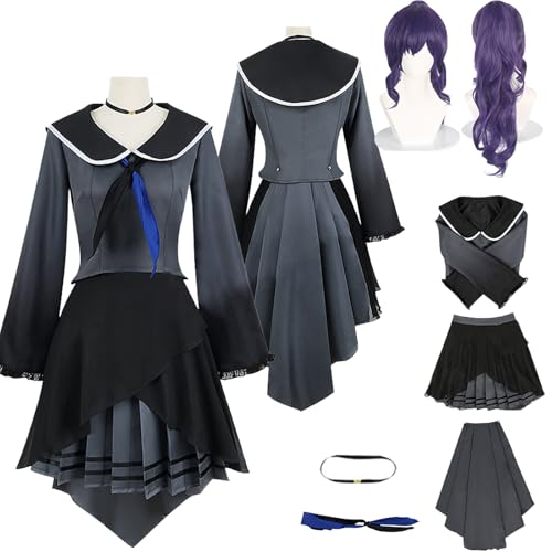 Tjlmomo Anime Asahina Mafuyu Cosplay Kostüm Spiel Project Sekai Colourful Stage Cosplay Outfits mit Perücke Rolle Mizuki Akiyama Uniform Rock Anzug Halloween Karneval Party Kleidung für Frauen (2XL) von Tjlmomo