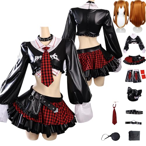 Tjlmomo Anime Asuka Langley Soryu Cosplay Uniform Kostüm Spiel Cosplay Outfits mit Perücke Rolle Uniform Rock Verkleidung Anzug Halloween Karneval Party Kleidung Zubehör Komplettset für Frauen Mädchen von Tjlmomo