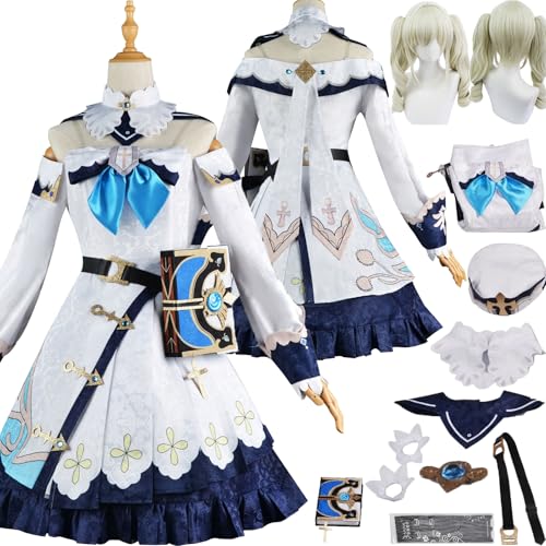 Tjlmomo Anime Barbara Cosplay Kostüm Spiel Genshin Impact Cosplay Outfits mit Perücke Rolle Mualani Uniform Rock Verkleidung Halloween Karneval Party Kleidung Zubehör Komplettset für Frauen von Tjlmomo
