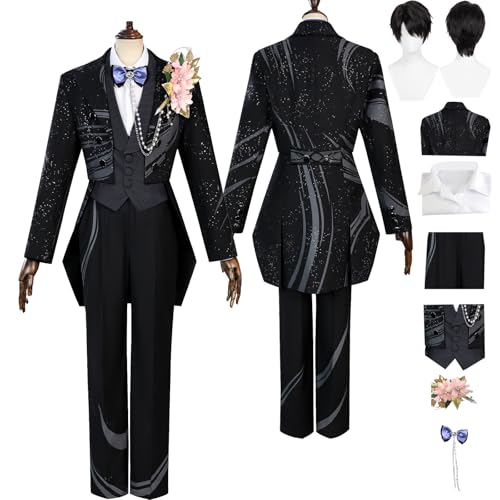 Tjlmomo Anime Caleb Cosplay Uniform Kostüm Spiel Cosplay Outfits mit Perücke Rolle Caleb Pilots Uniform Rock Verkleidung Anzug Halloween Karneval Party Kleidung Zubehör Komplettset für Männer von Tjlmomo