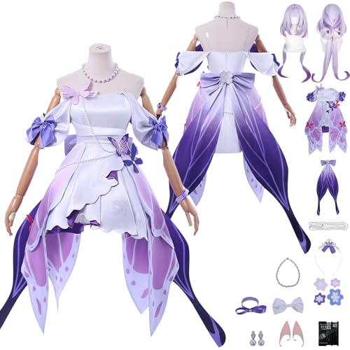 Tjlmomo Anime Castorice Cosplay Uniform Kostüm Spiel Cosplay Outfits mit Perücke Rolle Honkai Star Rail Uniform Rock Verkleidung Anzug Halloween Karneval Party Kleidung Zubehör Komplettset für Frauen von Tjlmomo