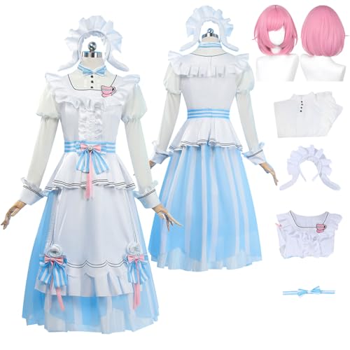 Tjlmomo Anime Emu Otori Blue Cosplay Uniform Kostüm Spiel Project Sekai Colourful Stage Cosplay Outfits mit Perücke Rolle Megurine Luka Uniform Rock Verkleidung Anzug Halloween Party für Frauen von Tjlmomo