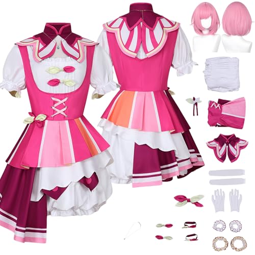 Tjlmomo Anime Emu Otori Pink Cosplay Uniform Kostüm Spiel Project Sekai Colourful Stage Cosplay Outfits mit Perücke Rolle Mizuki Akiyama Uniform Rock Verkleidung Anzug Halloween Party für Frauen von Tjlmomo
